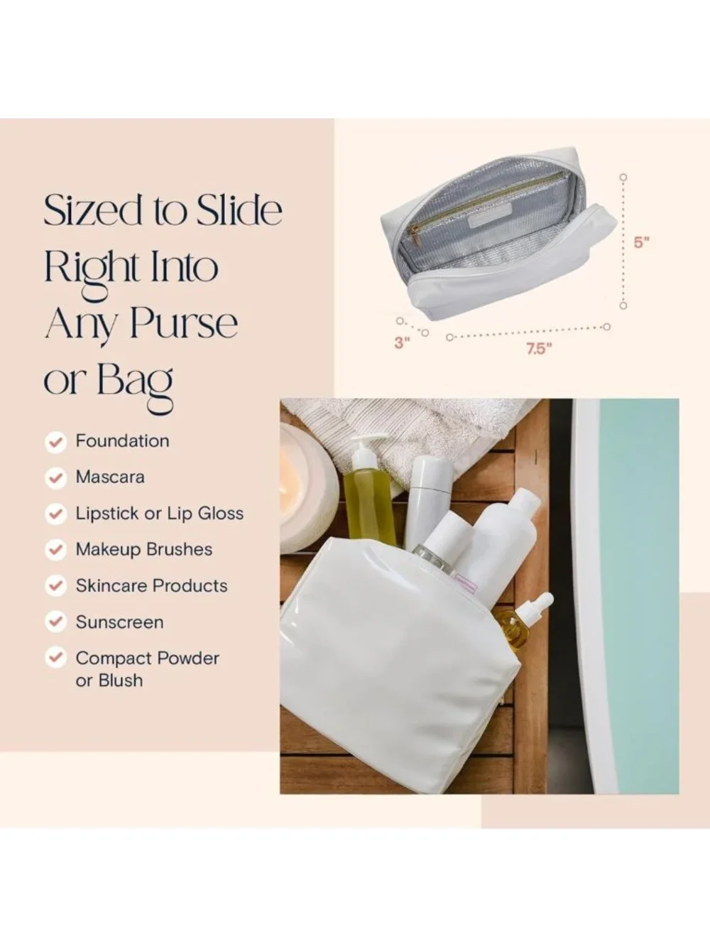 Insulated Makeup Bag - Heat-Resistant, Waterproof Cosmetic Pouch for Women